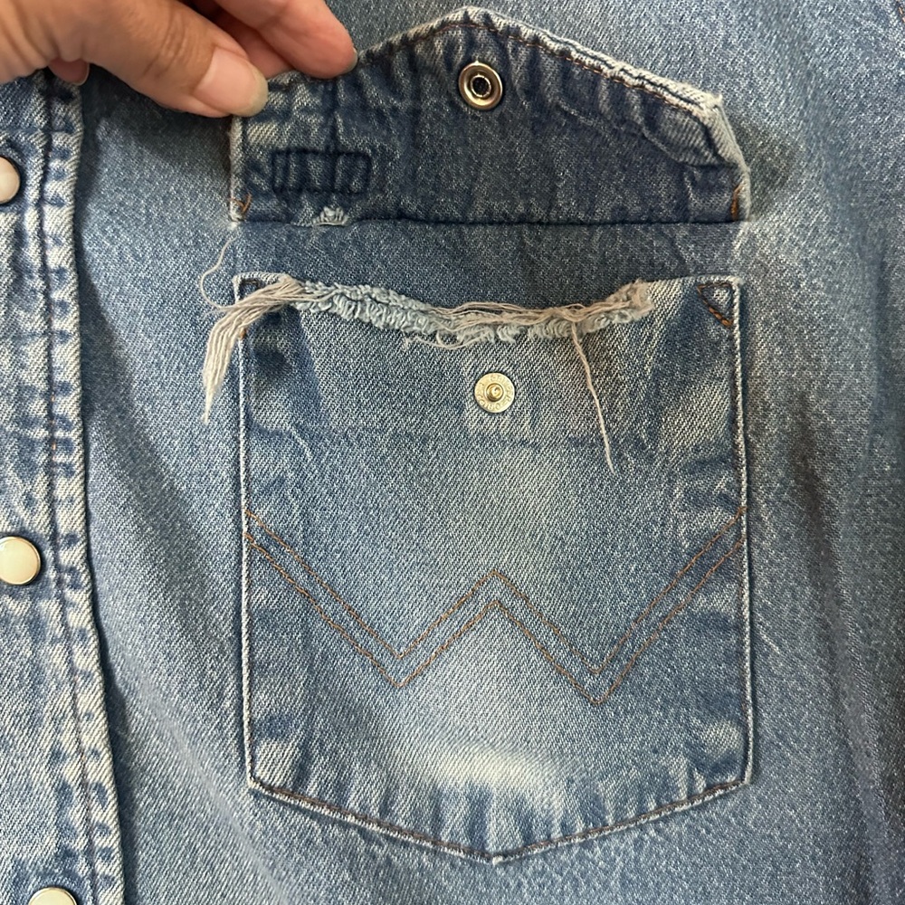 Wrangler Vintage Western Pearl Snap Work Cowboy Button Down size L - Picture 6 of 11